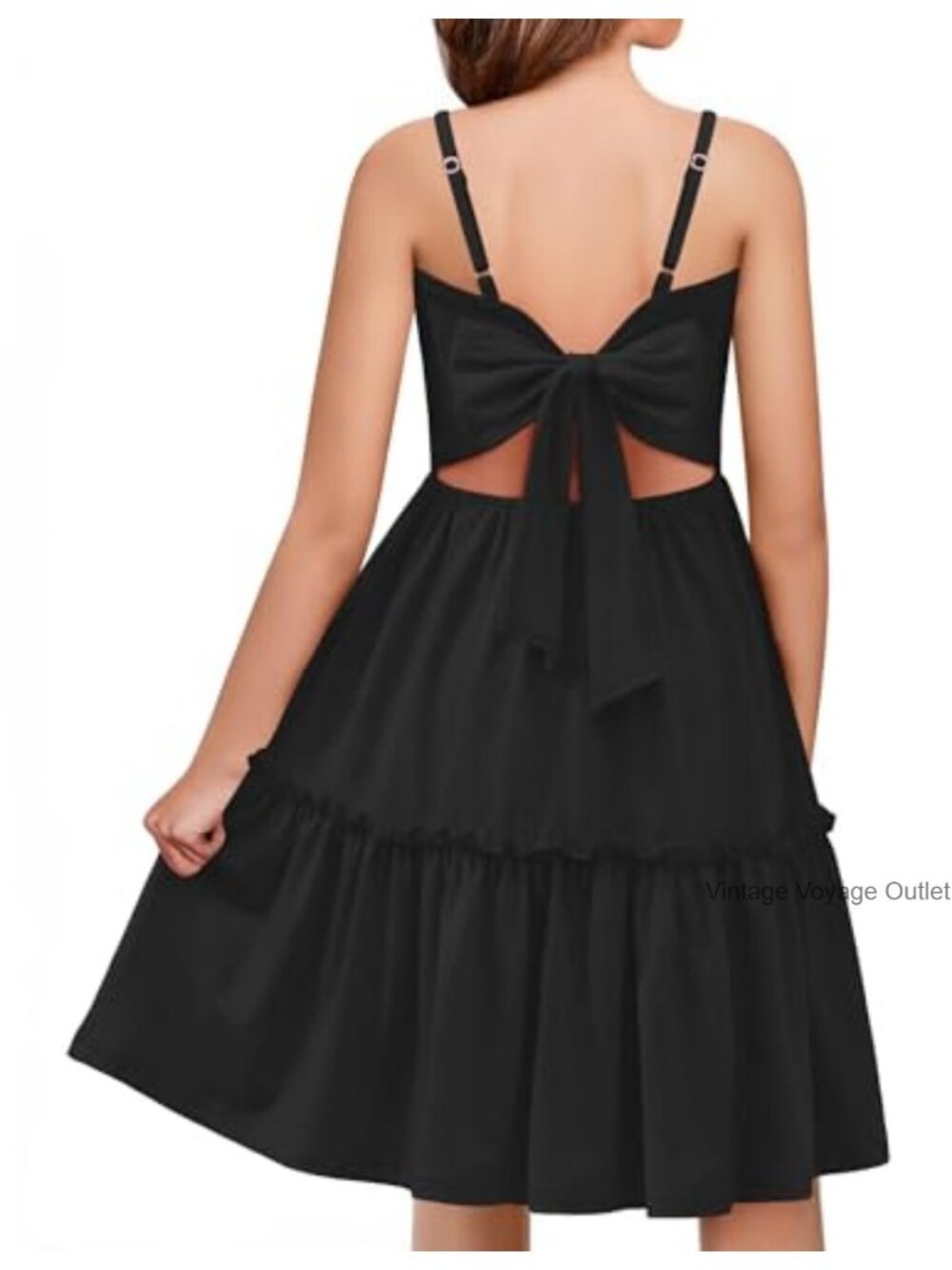 Girls Tie Back Casual Summer Beach Sundress with Pockets